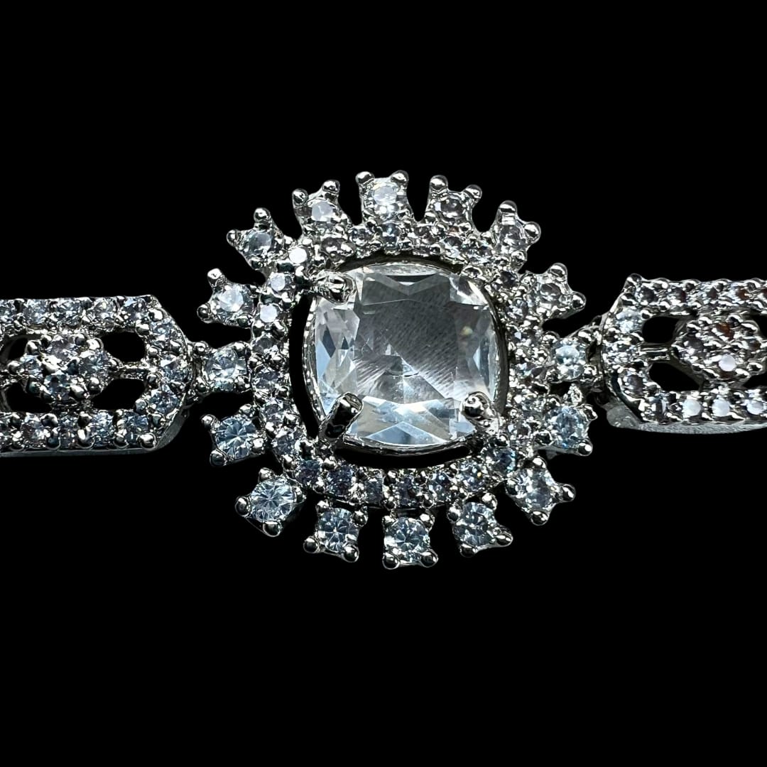 Sparkling American Diamond Bracelet: The Classic Starburst with a Dazzling Clear Stone
