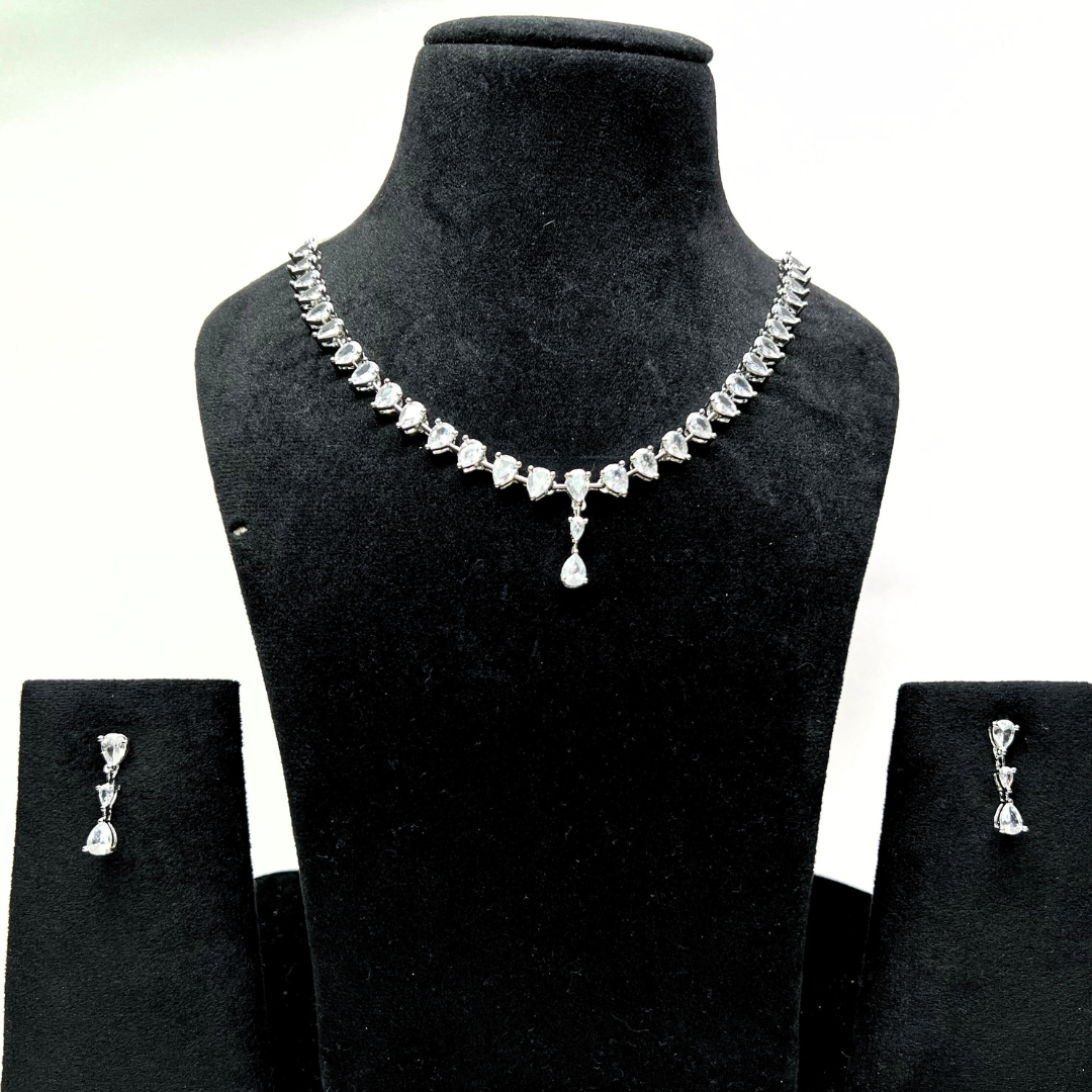 Sparkling AD Necklace & Earrings Set for Women