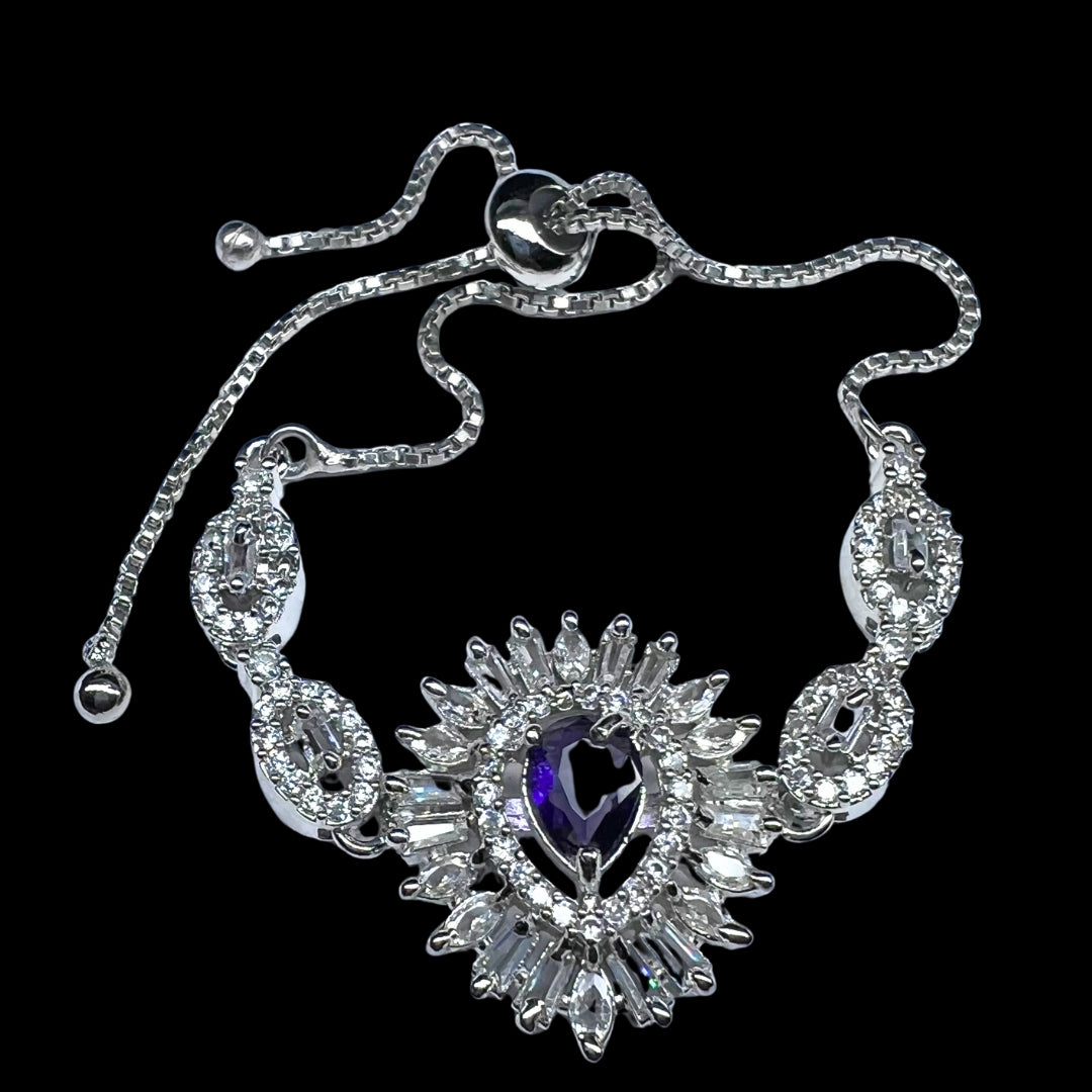 Enchanting AD American Diamond Bracelet with a Royal Purple Center Stone