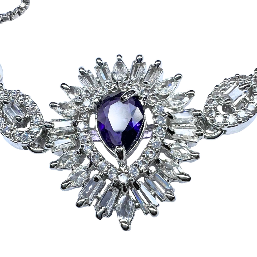 Enchanting AD American Diamond Bracelet with a Royal Purple Center Stone