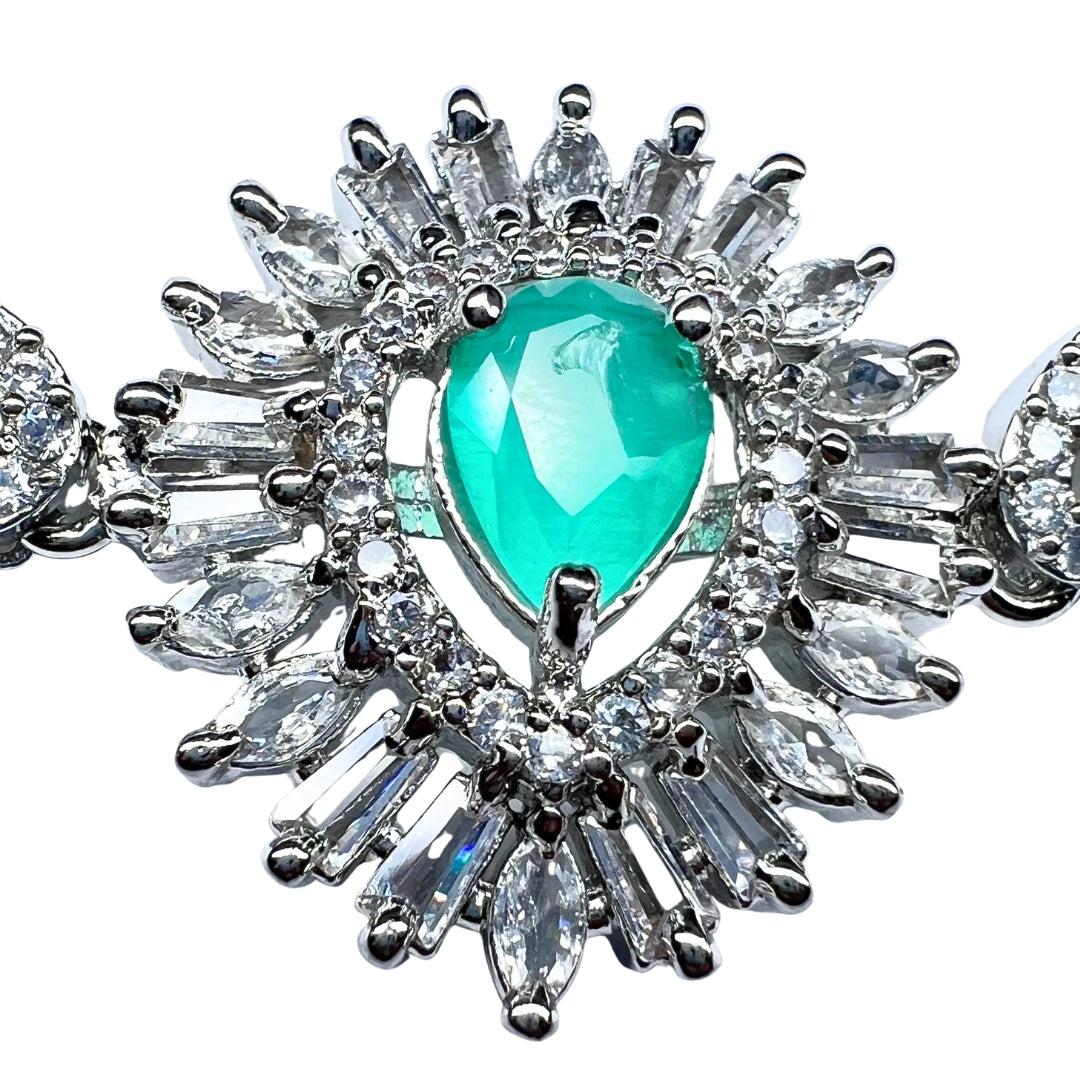 Exquisite American Diamond & Mint Green Stone Bracelet for Women
