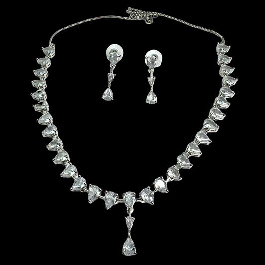 Sparkling AD Necklace & Earrings Set for Women