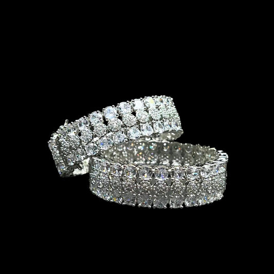 Dazzling American Diamond Cuff Bangle - Two-Row Pear Cut AD Bangles