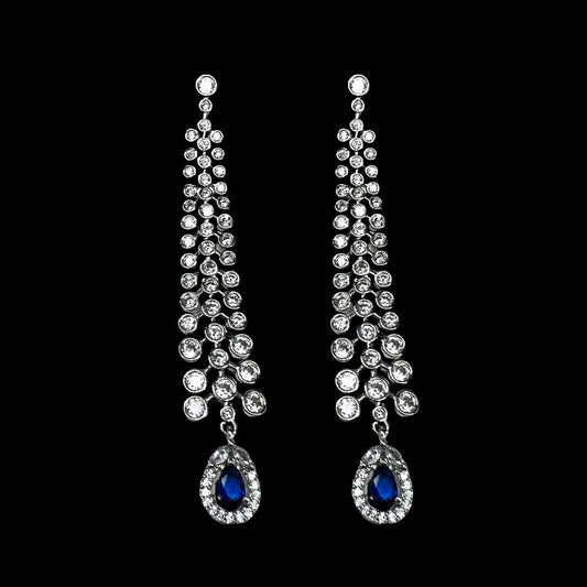 Exquisite Dark Blue AD Earrings: A Touch of Regal Elegance