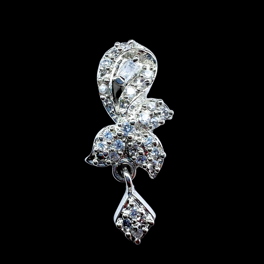 Elegant American Diamond Floral Pendant Set with Earrings - Sparkling AD Jewelry