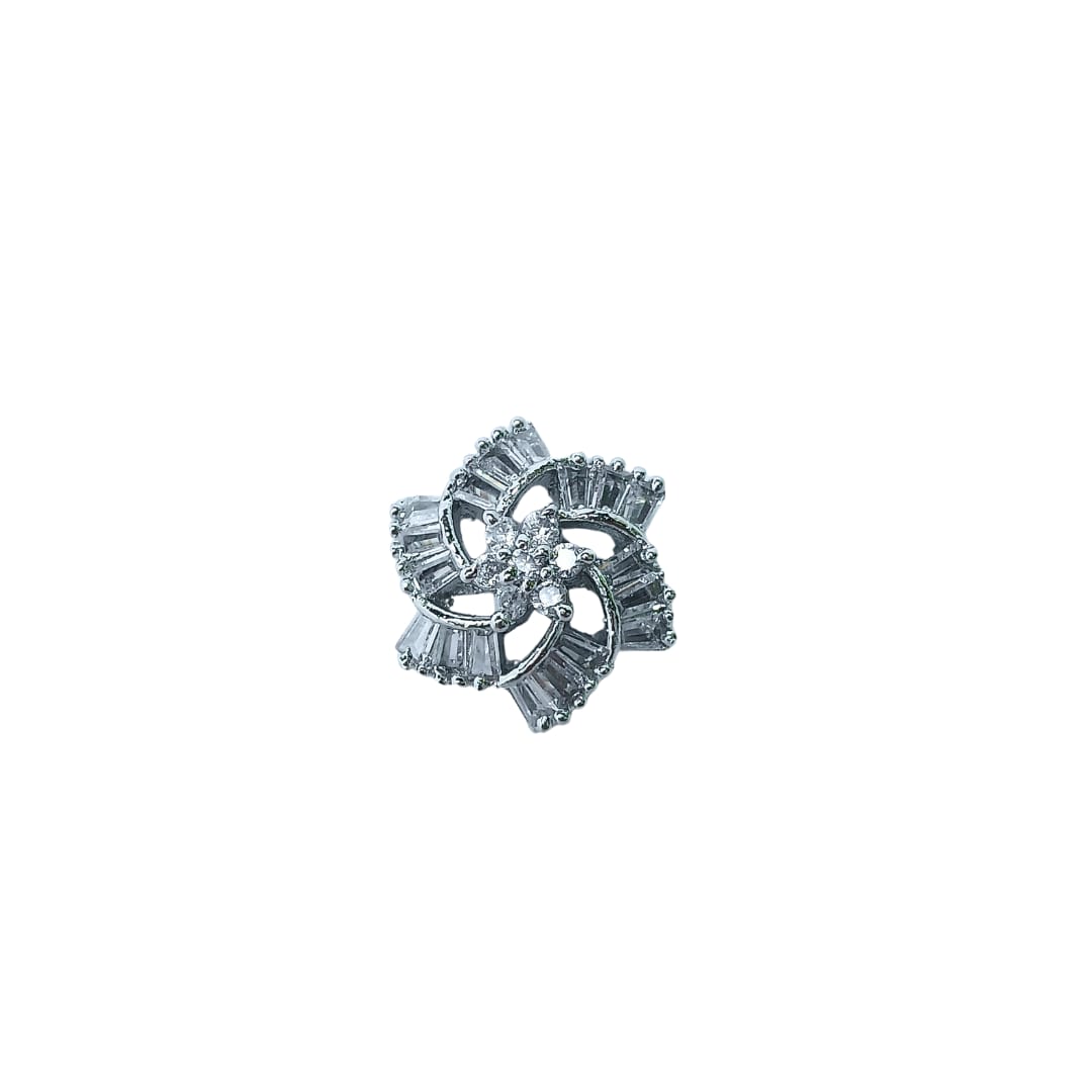 Radiant AD American Diamond Pendant and Earring Set | Snowflake Floral Design