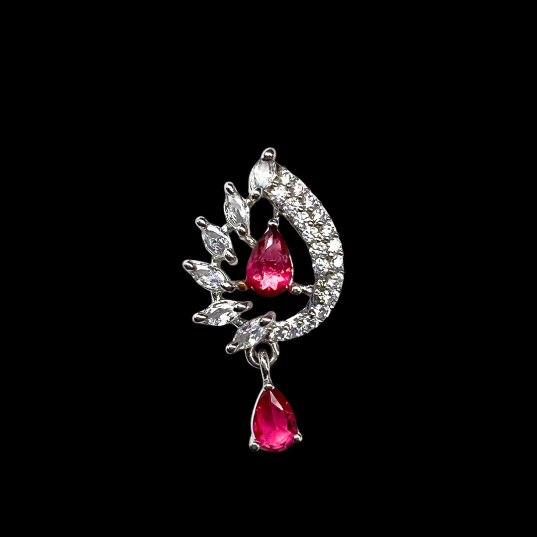 Exquisite Rose Pink AD Earrings with Floral & Marquise Design – Dazzling Party & Festive Wear