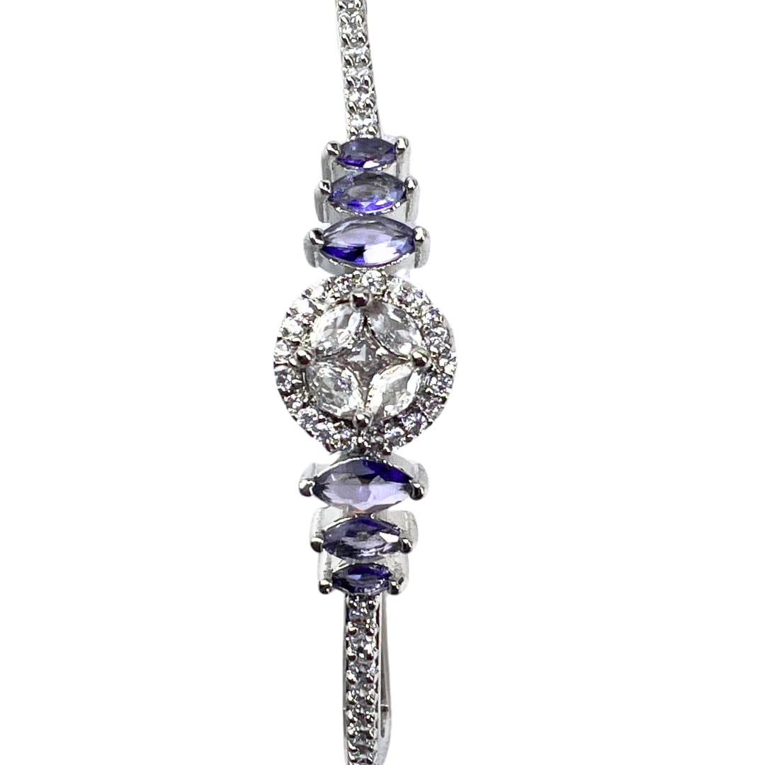 Elegant Purple American Diamond & Crystal Bracelet with Marquise Stones