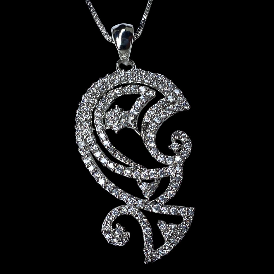 Elegant Paisley-Inspired American Diamond Pendant & Earrings Set – A Fusion of Tradition and Modern Glamour