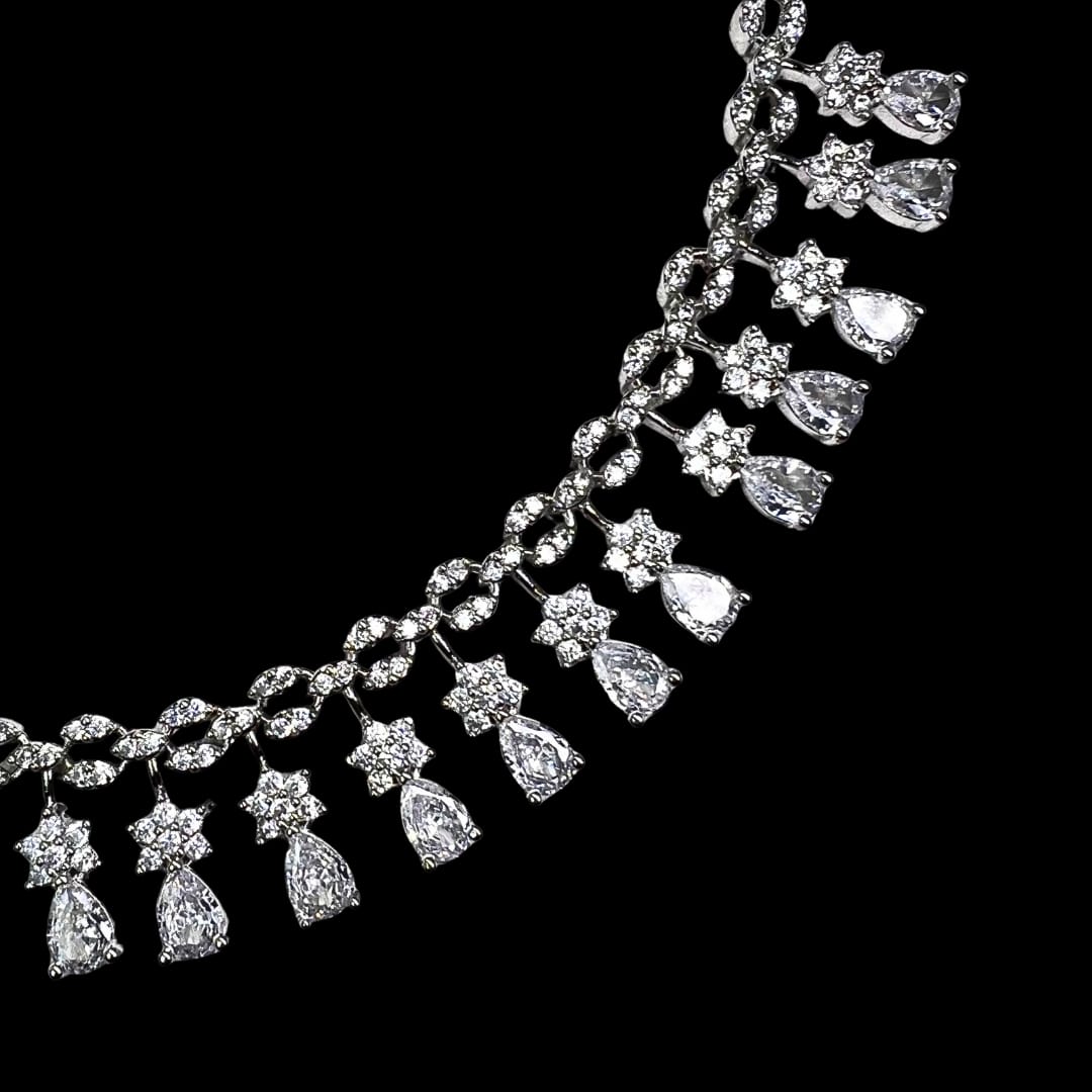 Sparkling Necklace and Earrings Set – Elegant Limited Edition AD Jewelry