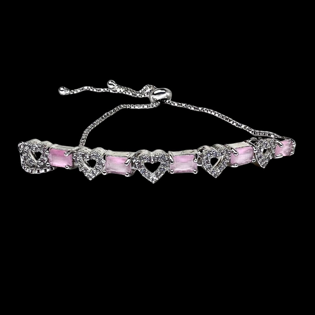 Chic Pink & Silver AD Bracelet: A Modern Twist on Elegance