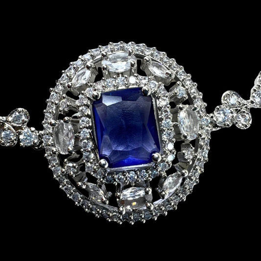Enchanting Amethyst-like American Diamond Bracelet: A Floral Sparkle with Unique Design
