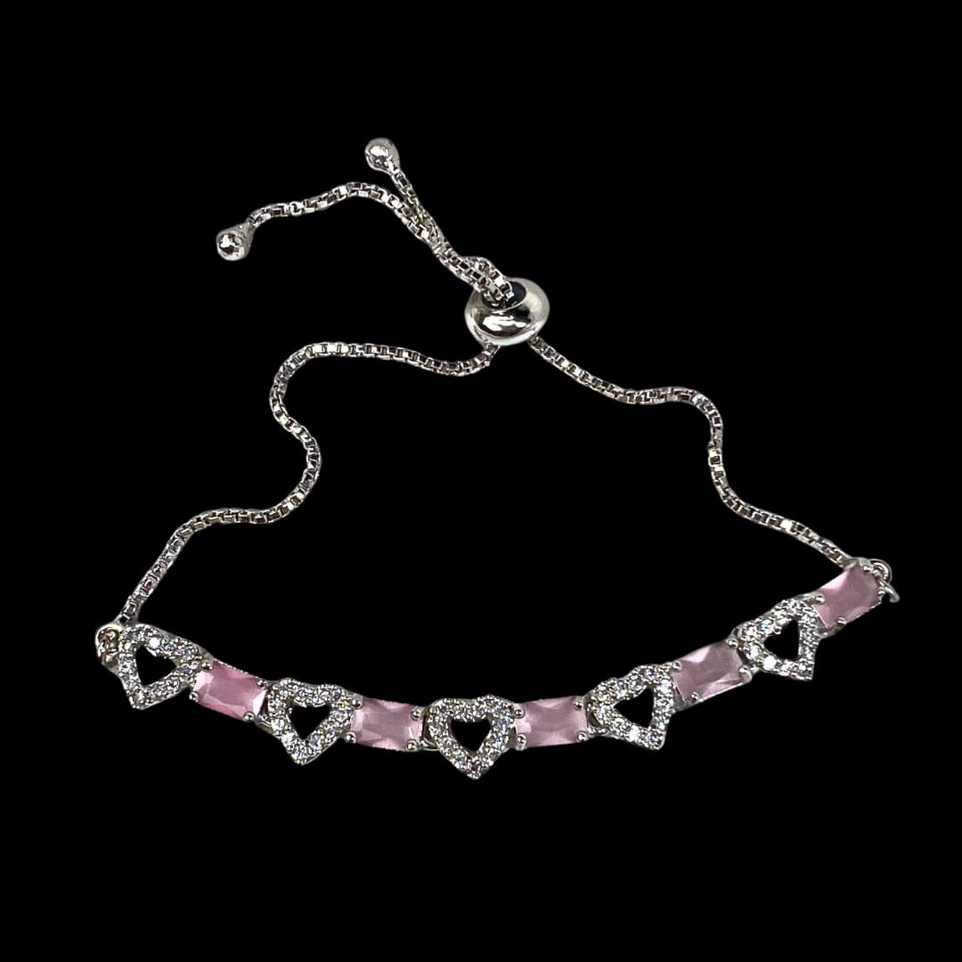Chic Pink & Silver AD Bracelet: A Modern Twist on Elegance