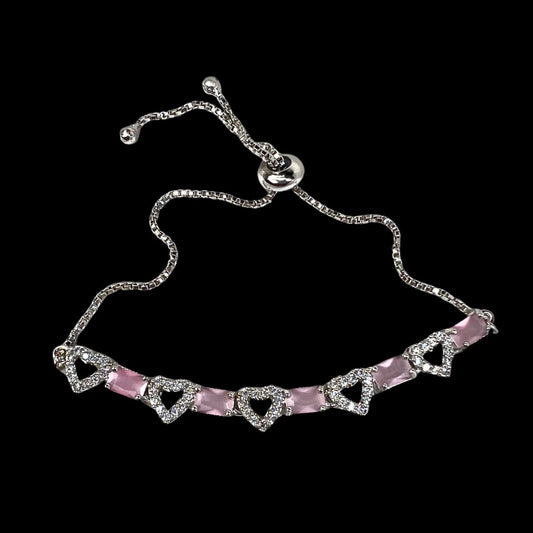 Chic Pink & Silver AD Bracelet: A Modern Twist on Elegance
