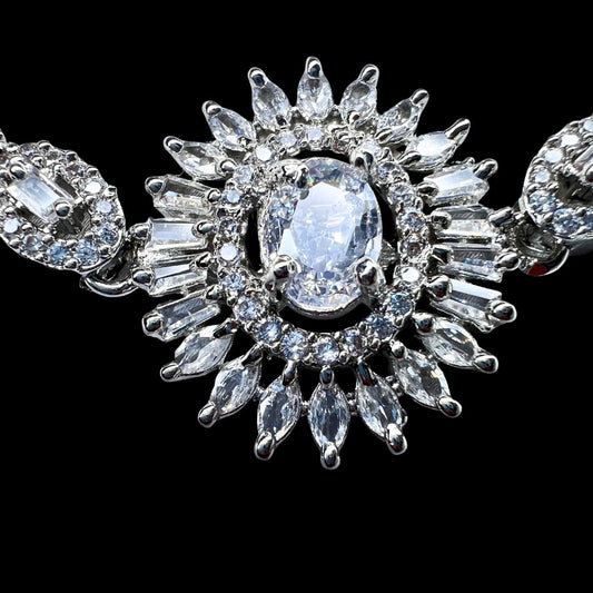 Dazzling American Diamond Bracelet with Oval Centerpiece - Timeless Elegance