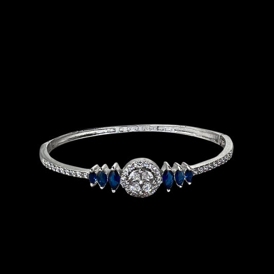 Elegant Blue American Diamond & Crystal Bracelet with Marquise Stones