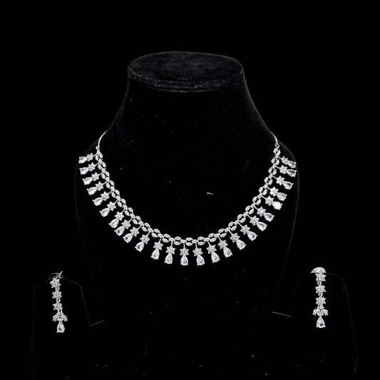 Sparkling Necklace and Earrings Set – Elegant Limited Edition AD Jewelry