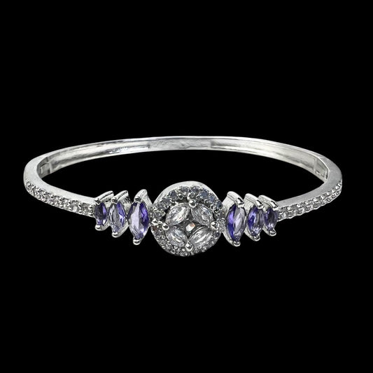 Elegant Purple American Diamond & Crystal Bracelet with Marquise Stones