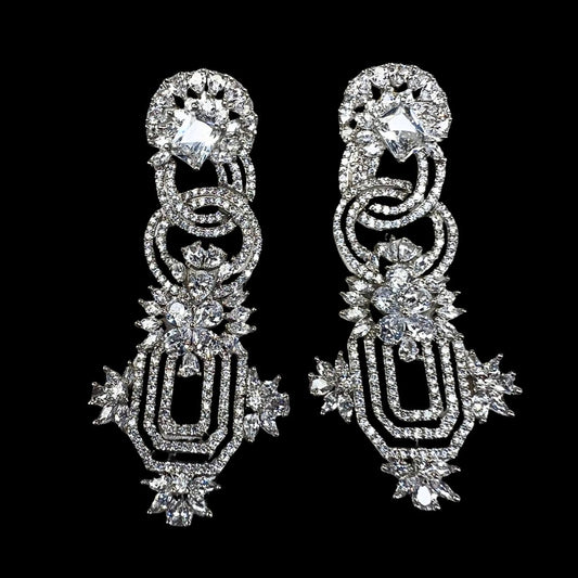 Luxury Statement AD Earrings for Women – Premium American Diamond Long Drop Earrings