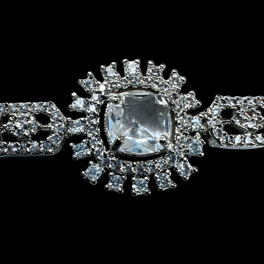 Sparkling American Diamond Bracelet: The Classic Starburst with a Dazzling Clear Stone
